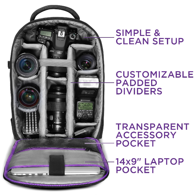 camera bag with laptop space